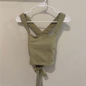 Crossback Tie-Back Camisole in Olive Green Built-In-Bra